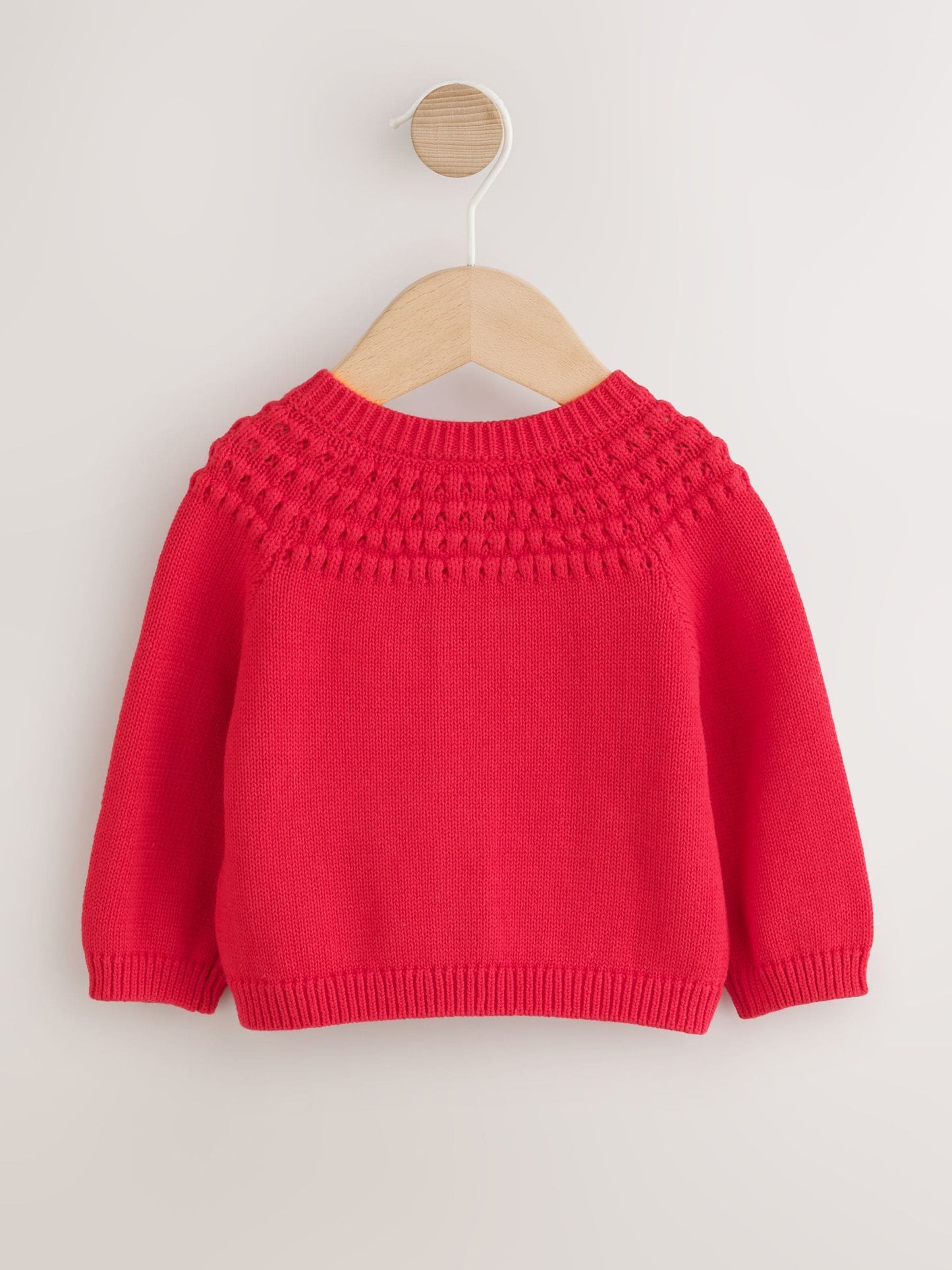Dsiney Kidz - Red Heart Crochet Pocket Heart Pocket Button Through Baby Cardigan (0mths-2yrs) image 3