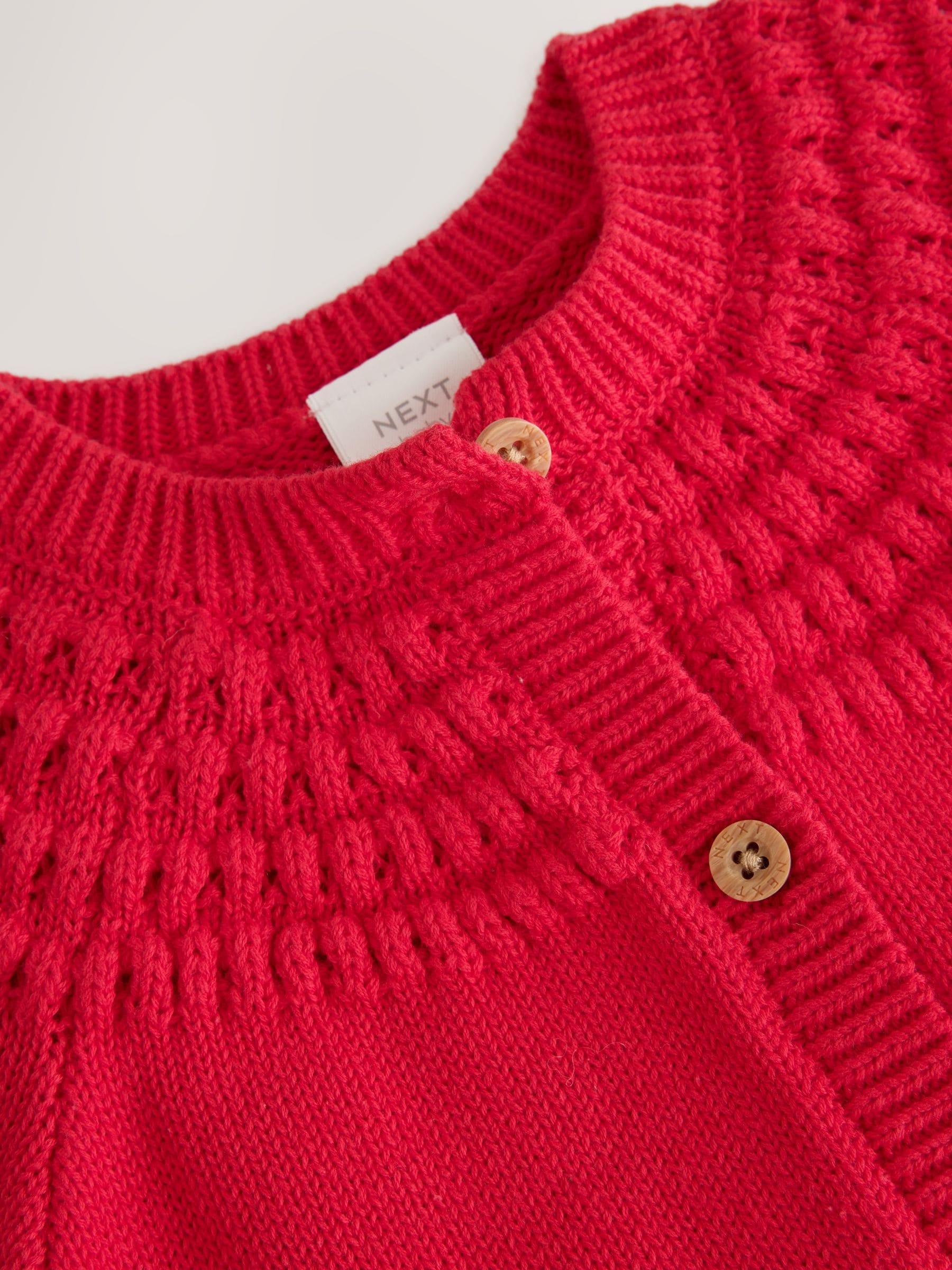 Dsiney Kidz - Red Heart Crochet Pocket Heart Pocket Button Through Baby Cardigan (0mths-2yrs) image 5
