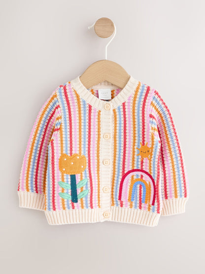 Dsiney Kidz - Multicolour Bright Stripe Knitted Baby Cardigan (0mths-2yrs) image 1