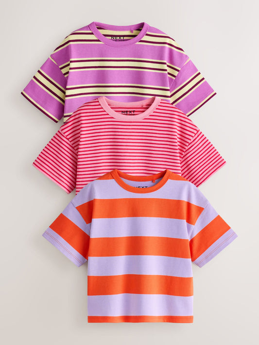 Dsiney Kidz - Pink/Purple Stripe T-Shirts 3 Pack (3mths-7yrs) image 1
