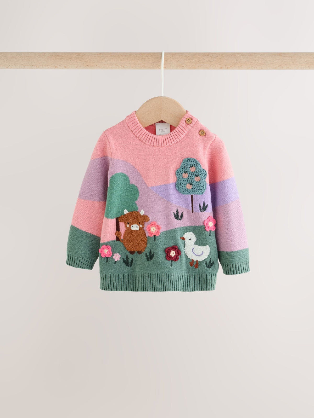Dsiney Kidz - Pink Hamish Character Knitted Scene Jumper and Leggings Baby Set (0mths-2yrs) image 2