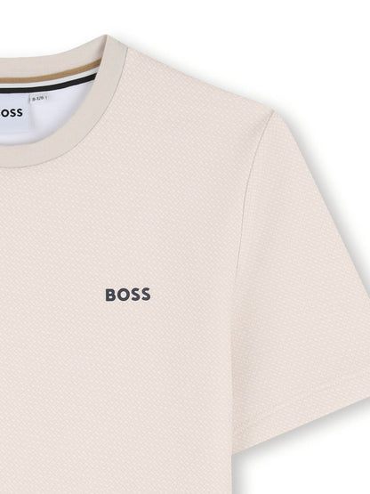 BOSS Cream Logo Short Sleeve T-Shirt image 3