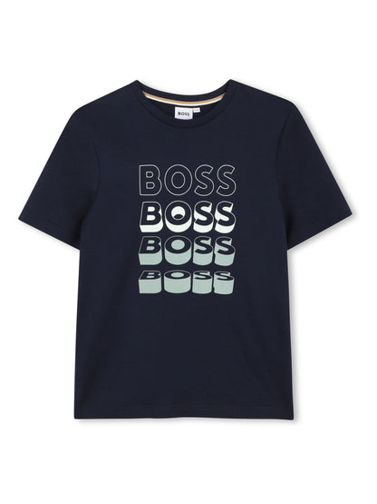 BOSS Blue Graphic Logo Crew Neck Short Sleeve T-Shirt image 1