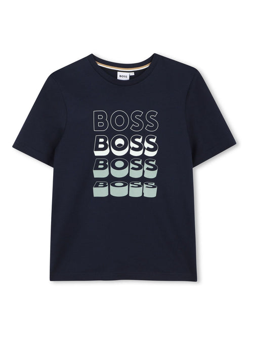 BOSS Blue Graphic Logo Crew Neck Short Sleeve T-Shirt image 1