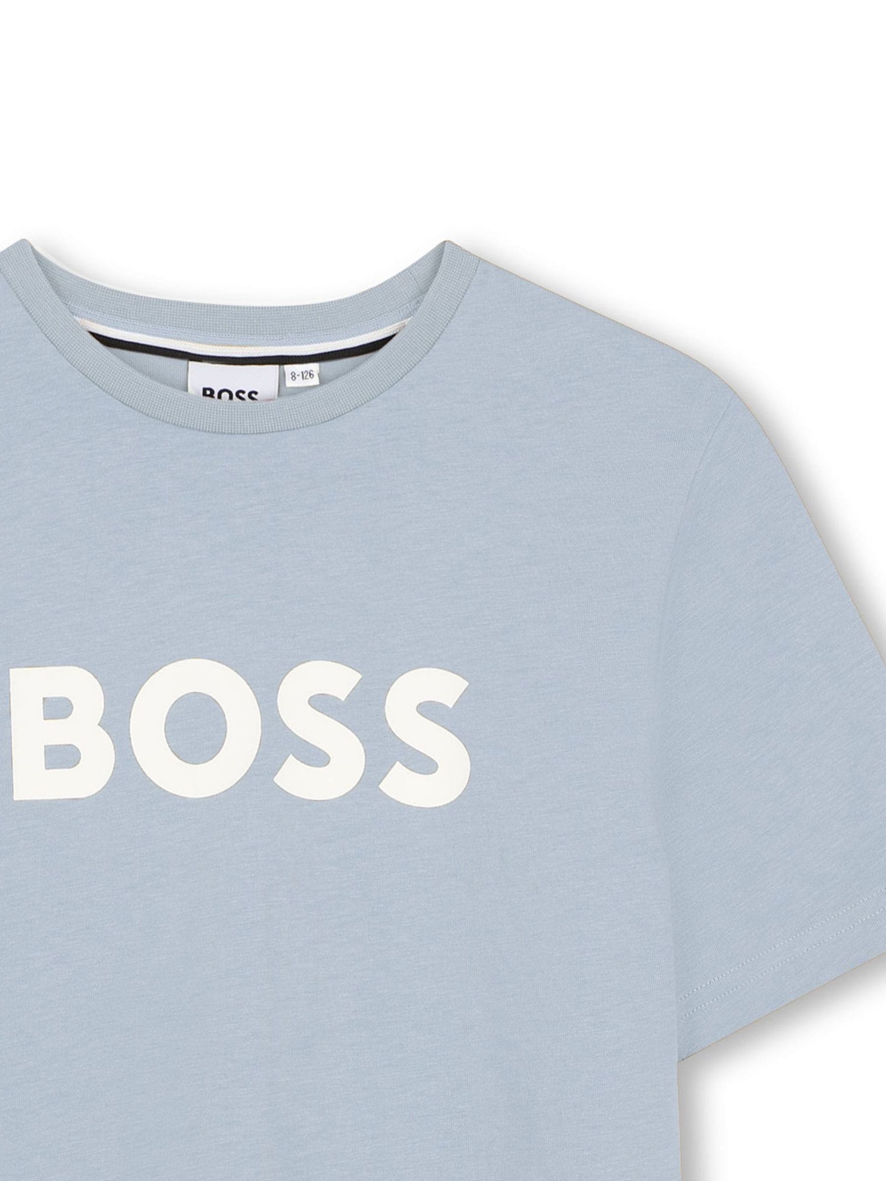 BOSS Light Blue Logo Short Sleeve T-Shirt image 3