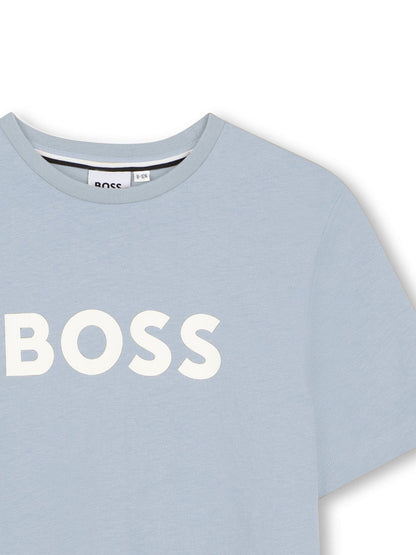 BOSS Light Blue Logo Short Sleeve T-Shirt image 3