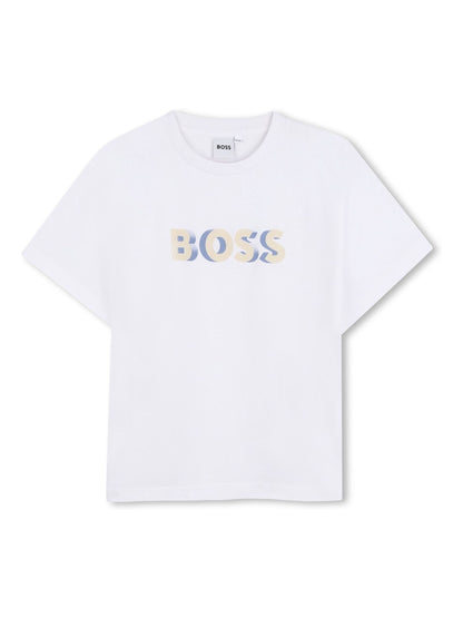 BOSS White Logo Short Sleeve T-Shirt and Bermuda Shorts Set image 3
