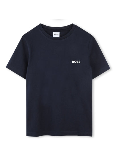 Dsiney Kidz - BOSS Navy Blue/White Chest Logo T-Shirts 2 Pack image 3