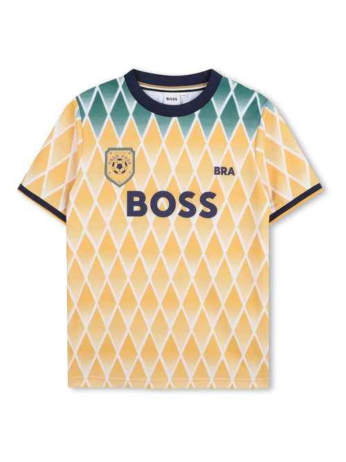 BOSS Yellow World Cup Logo Short Sleeve Crew Neck T-Shirt image 1