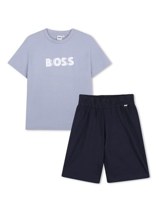BOSS Blue Logo Short Sleeve T-Shirt and Bermuda Shorts Set image 1