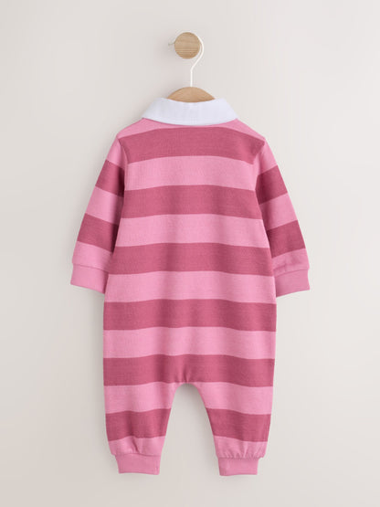 Pink Stripe Collared Jersey Baby Romper (0mths-2yrs) image 5