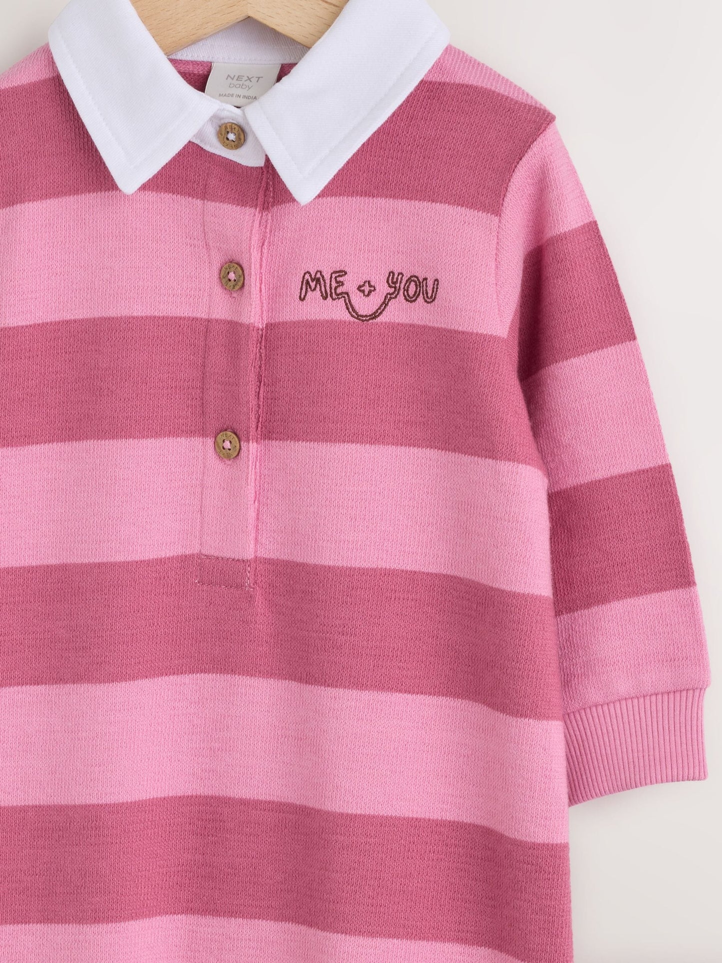 Pink Stripe Collared Jersey Baby Romper (0mths-2yrs) image 6