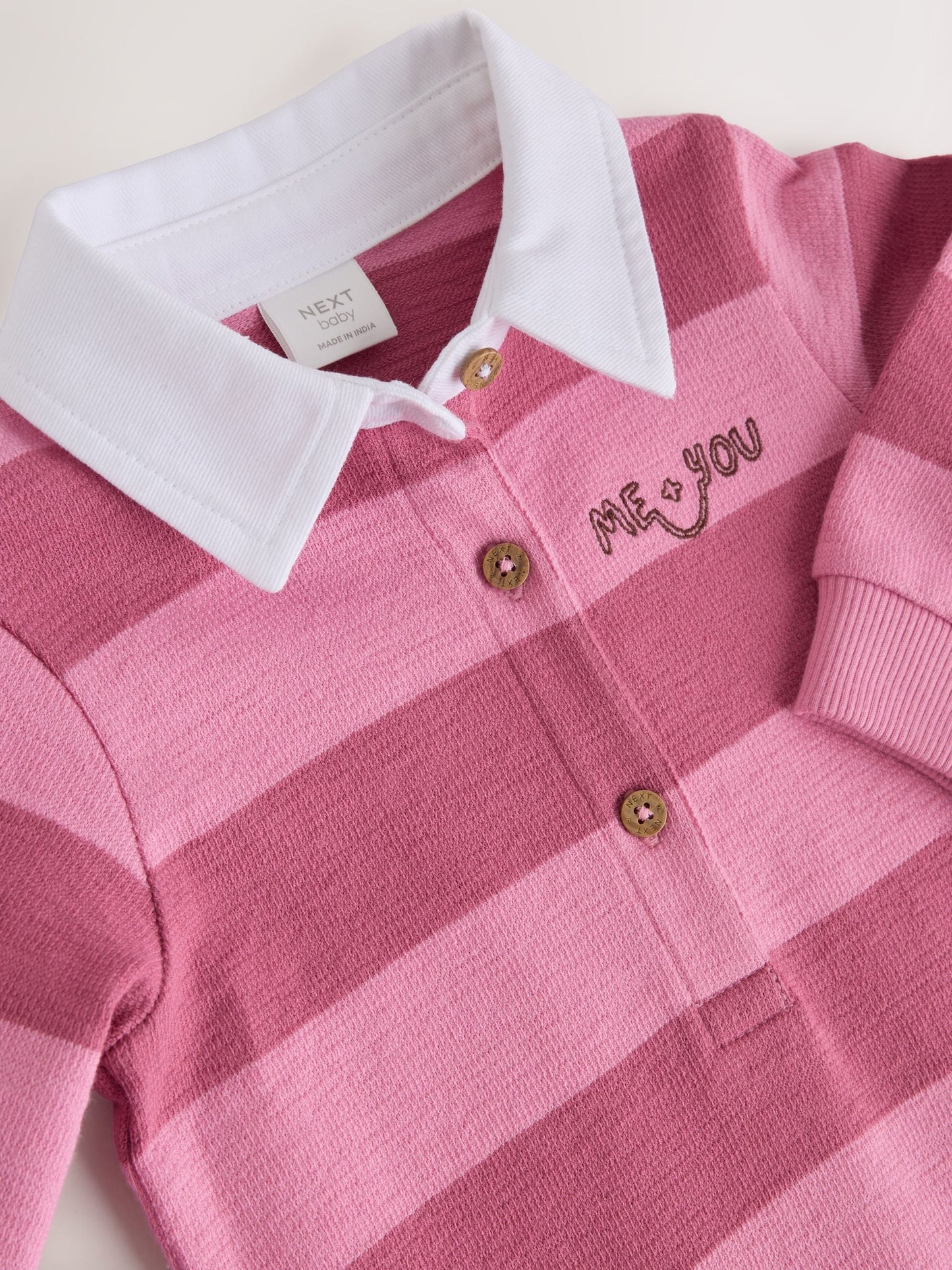 Pink Stripe Collared Jersey Baby Romper (0mths-2yrs) image 7