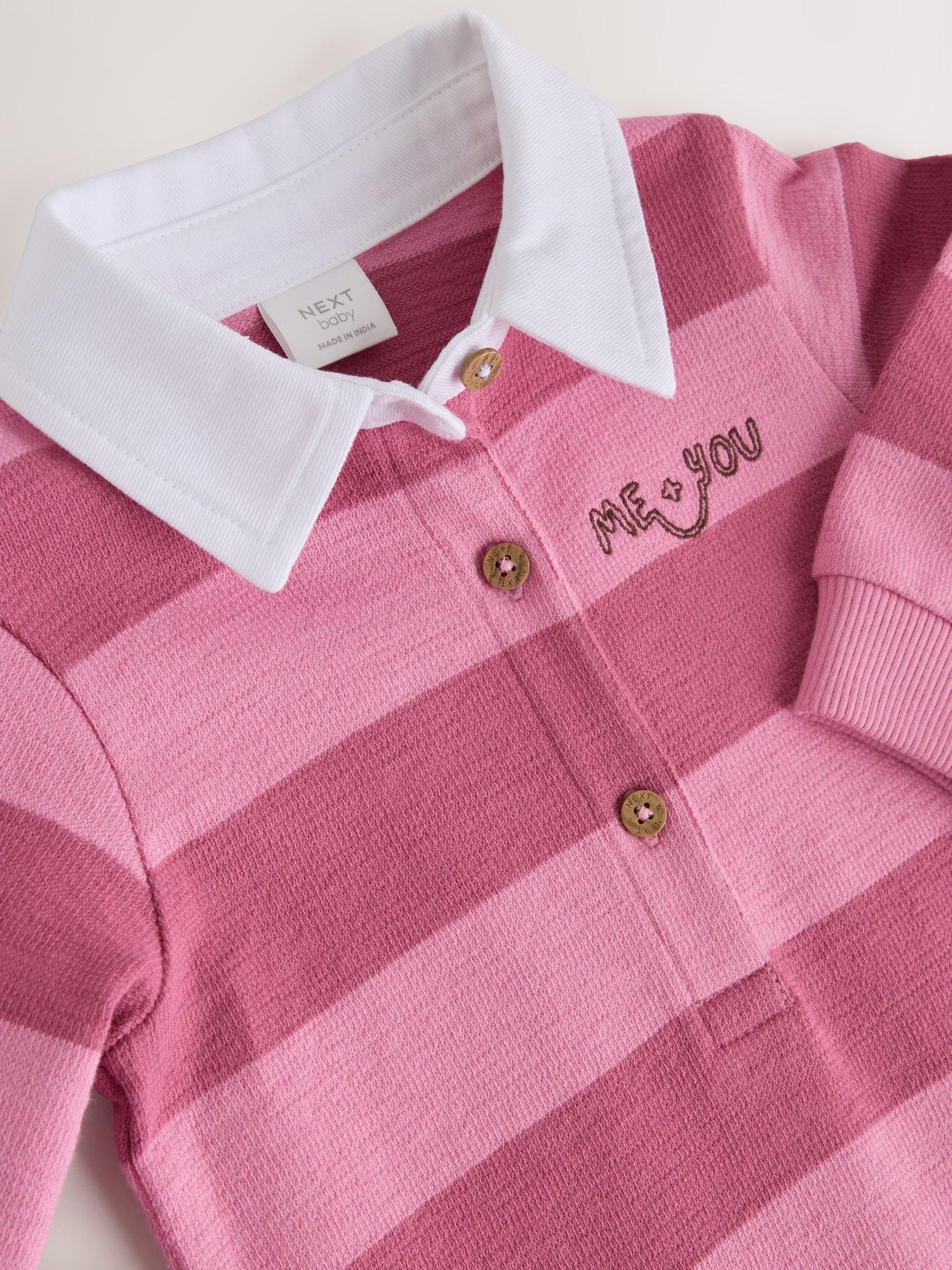 Pink Stripe Collared Jersey Baby Romper (0mths-2yrs) image 7