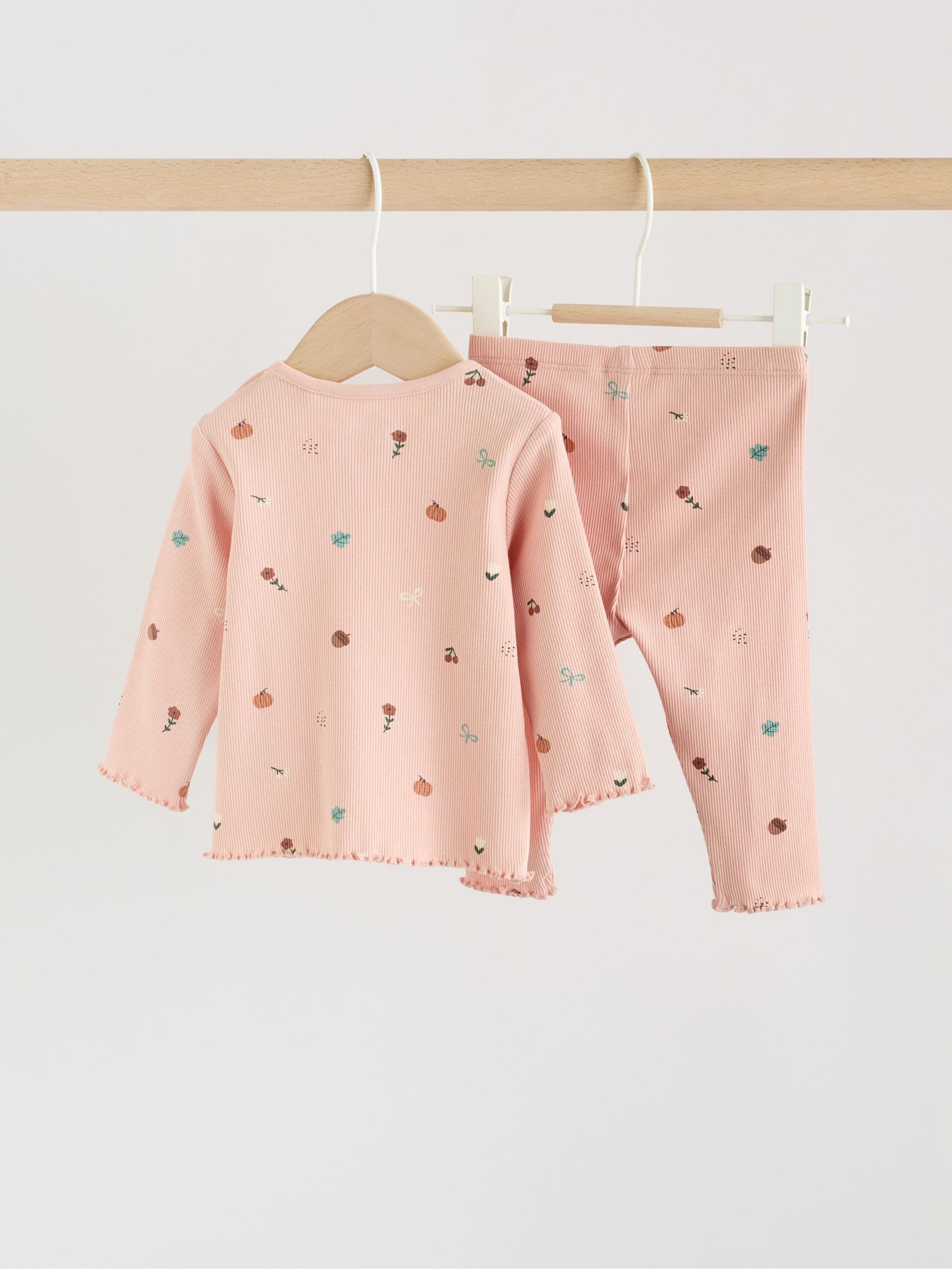 Pink Printed Rib Top and Leggings Baby Set 2 Piece (0mths-2yrs) image 5