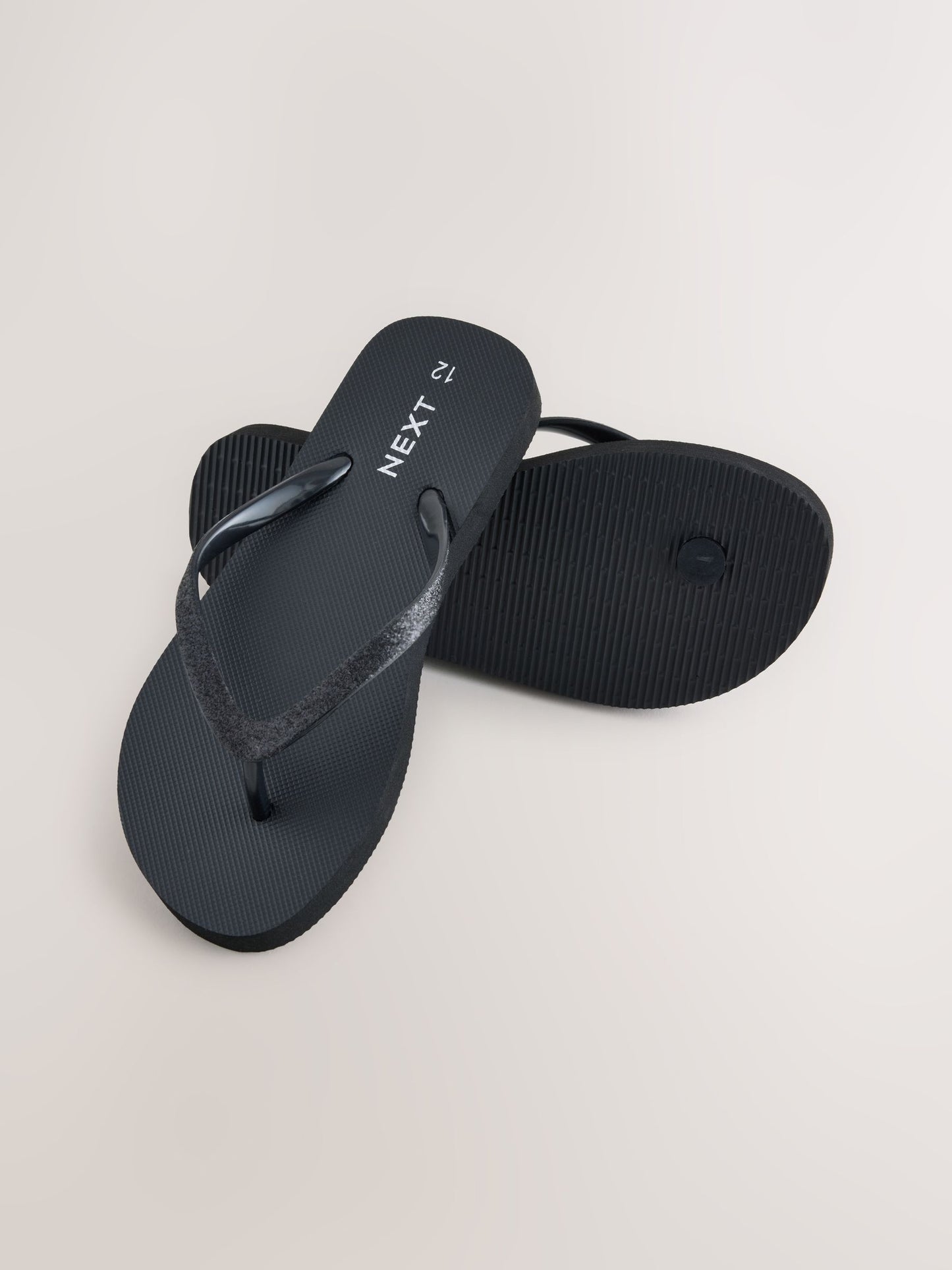 Black Glitter Flip Flops image 3