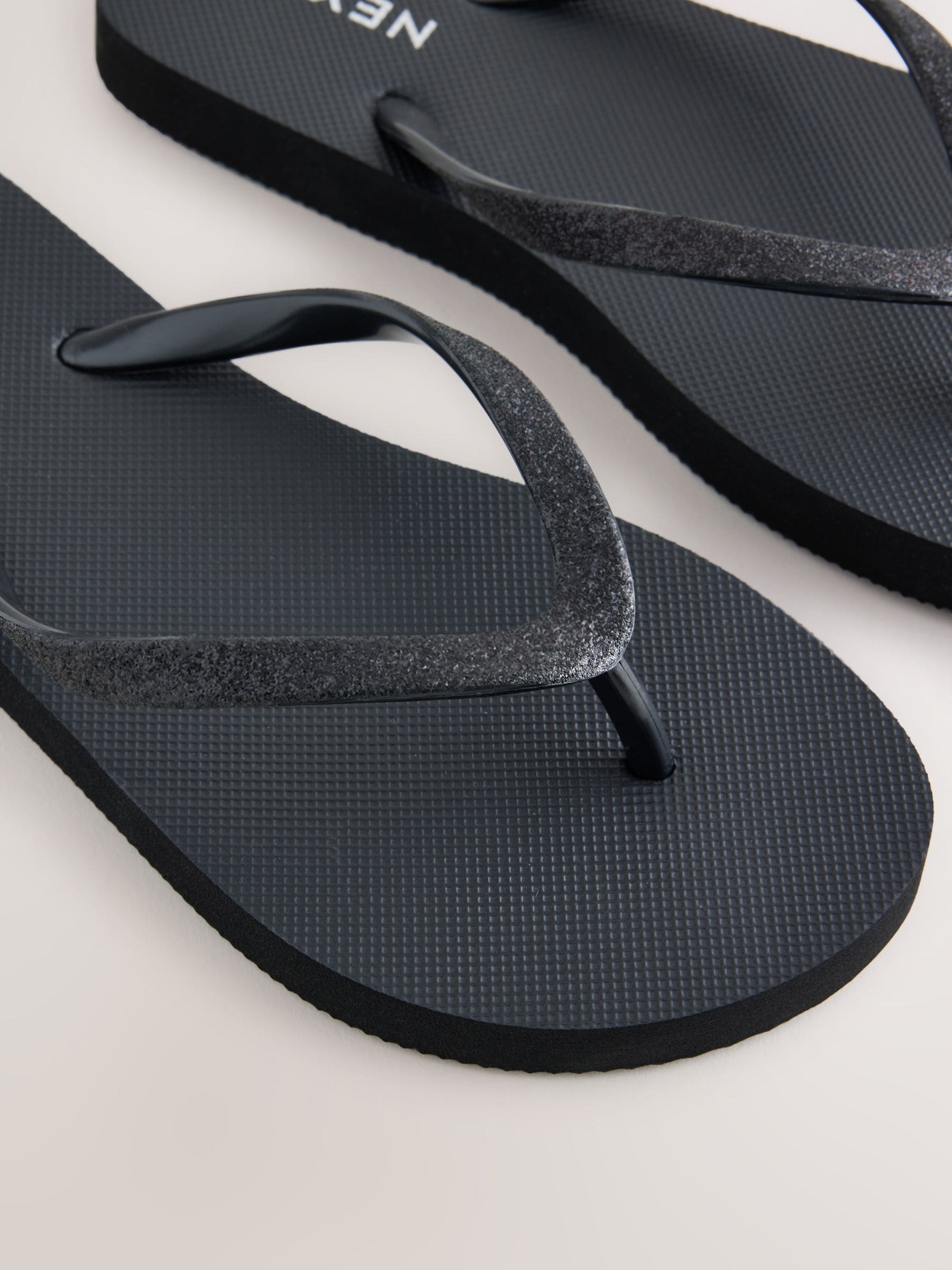 Black Glitter Flip Flops image 4