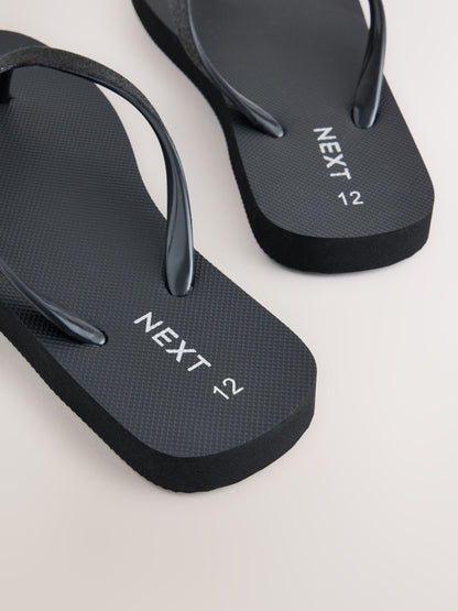 Black Glitter Flip Flops image 5