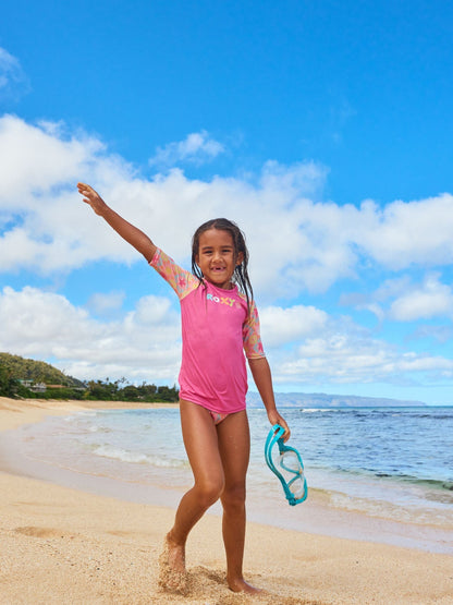 Roxy Pink Check Logo Short Sleeve Rash Vest Swim Set image 5