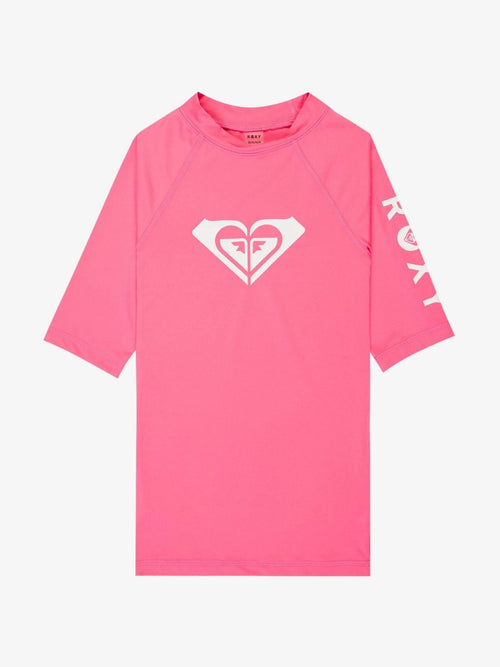 Dsiney Kidz - Roxy Pink Whole Hearted Short Sleeve Logo Rash Vest image 1
