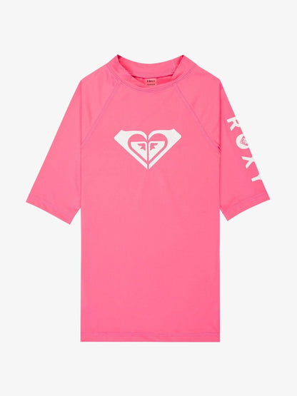 Dsiney Kidz - Roxy Pink Whole Hearted Short Sleeve Logo Rash Vest image 1