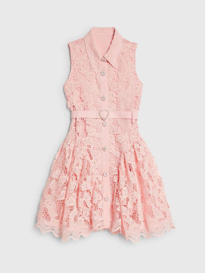 River Island Pink Bow Lace Belted Prom Dress image 1