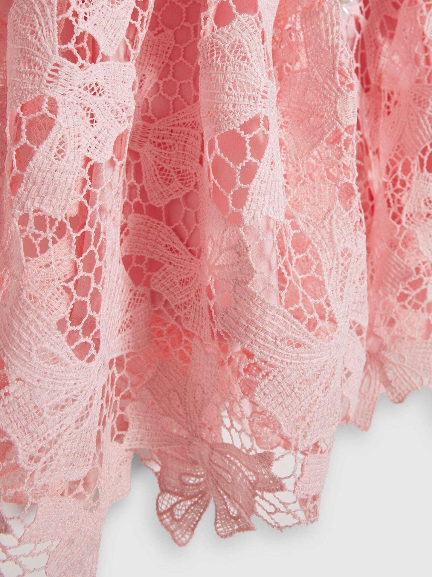 River Island Pink Bow Lace Belted Prom Dress image 3