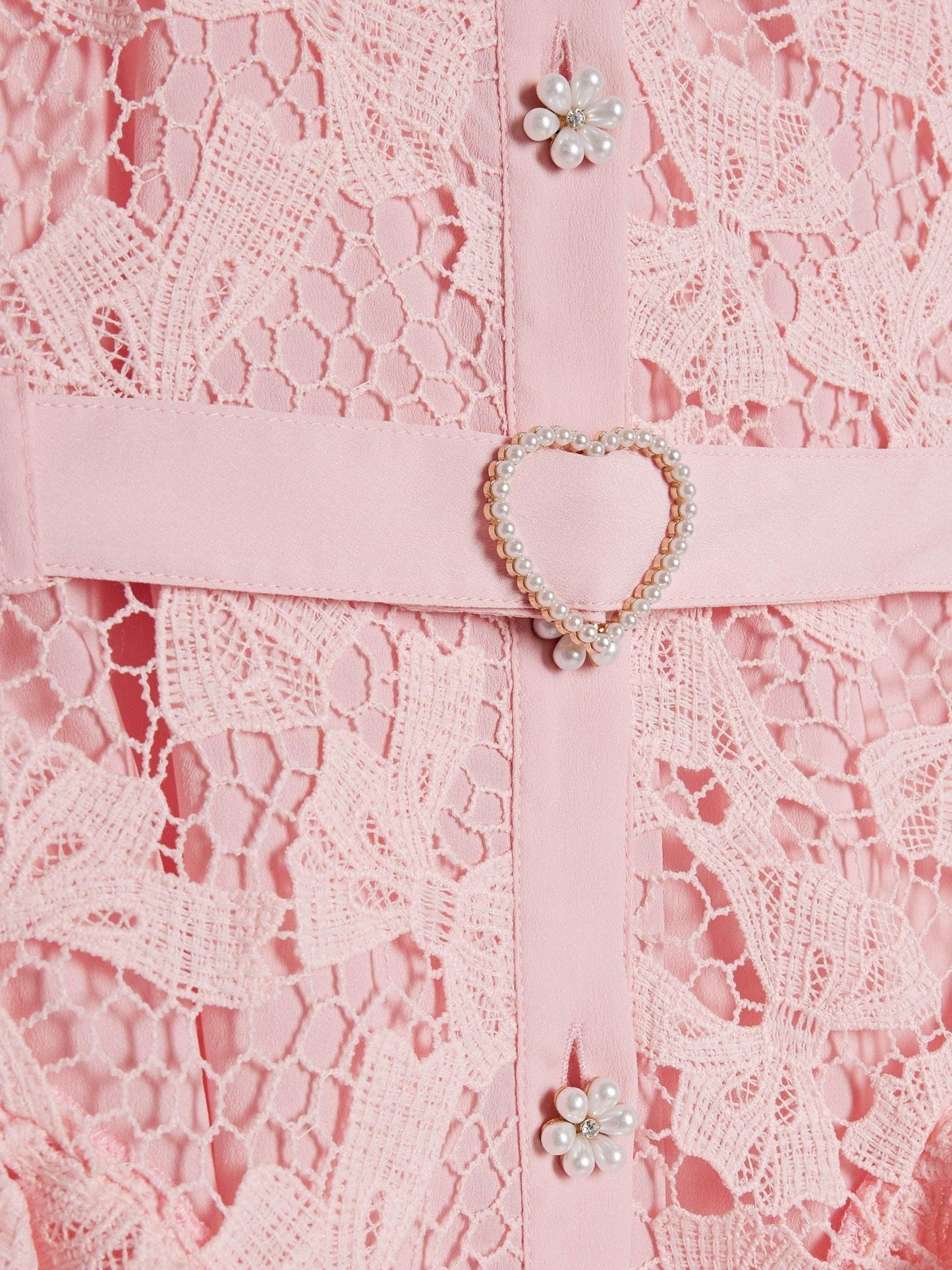 River Island Pink Bow Lace Belted Prom Dress image 4