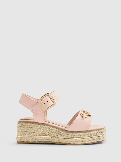 River Island Pink Heart Snaffle Buckle Wedge Sandal image 1