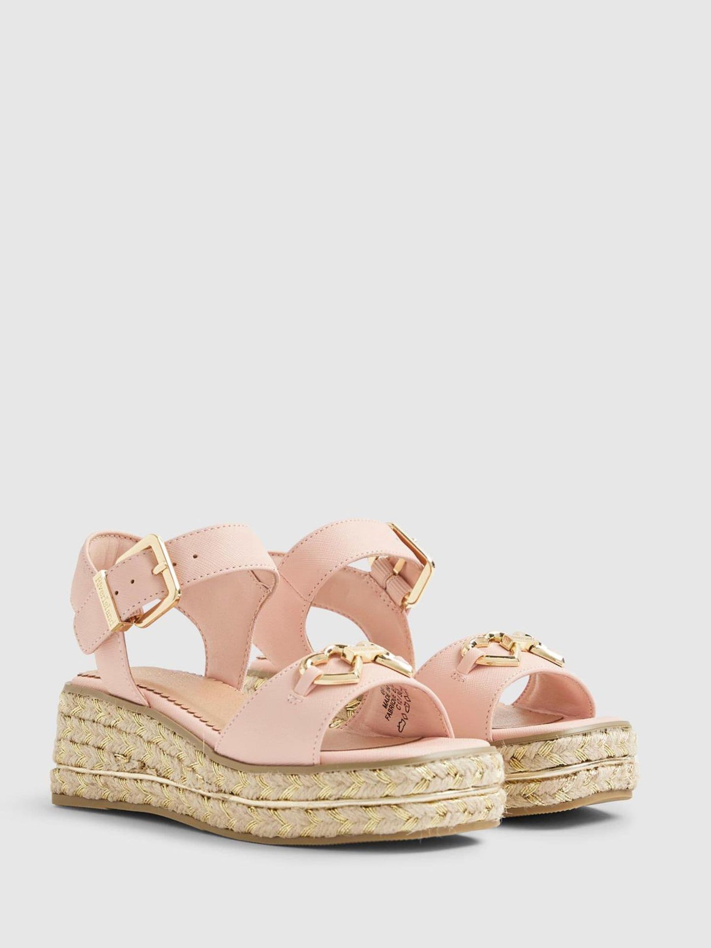 River Island Pink Heart Snaffle Buckle Wedge Sandal image 2