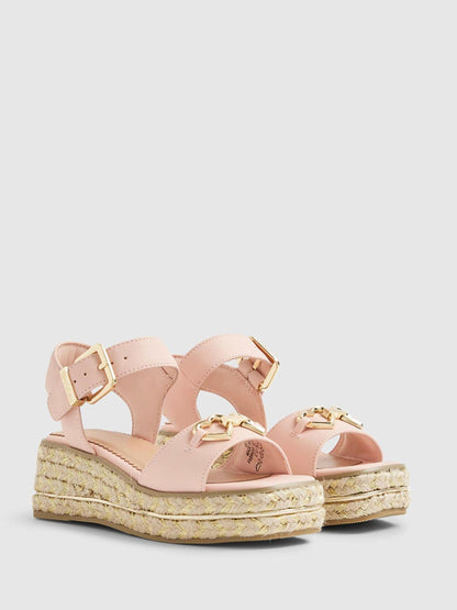 River Island Pink Heart Snaffle Buckle Wedge Sandal image 2
