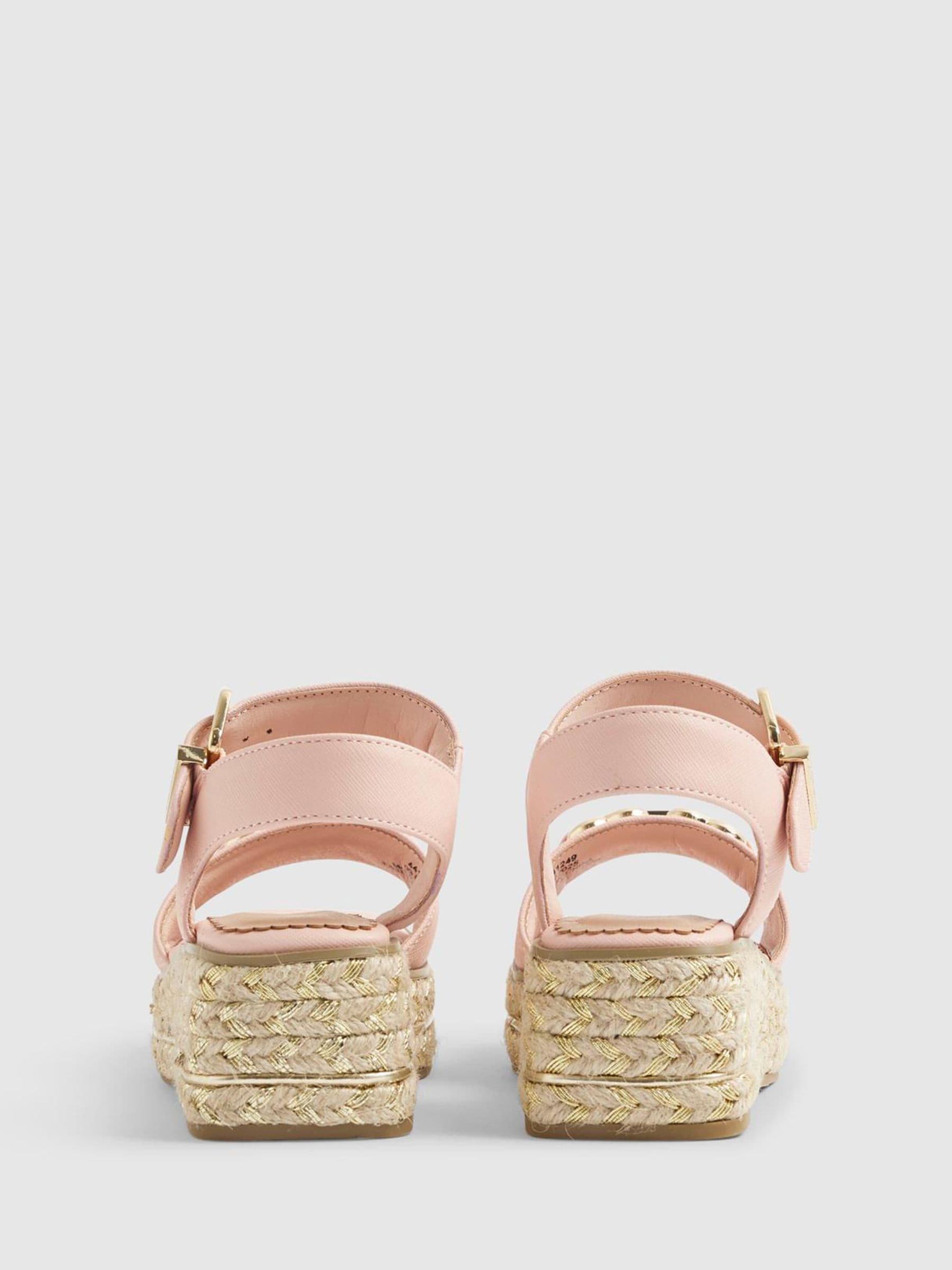 River Island Pink Heart Snaffle Buckle Wedge Sandal image 3