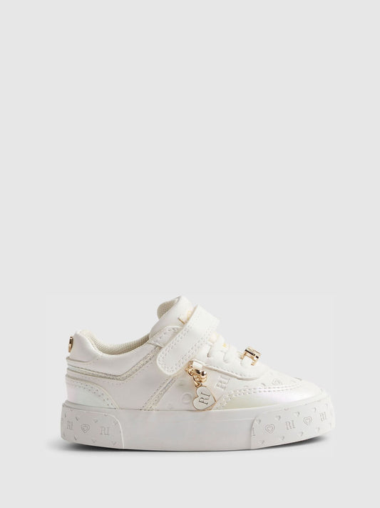 River Island White Iridescent Monogram Charm Trainers image 1