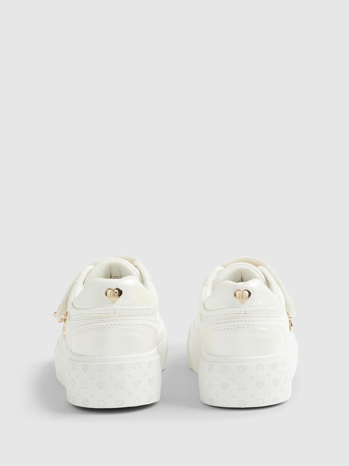 River Island White Iridescent Monogram Charm Trainers image 4