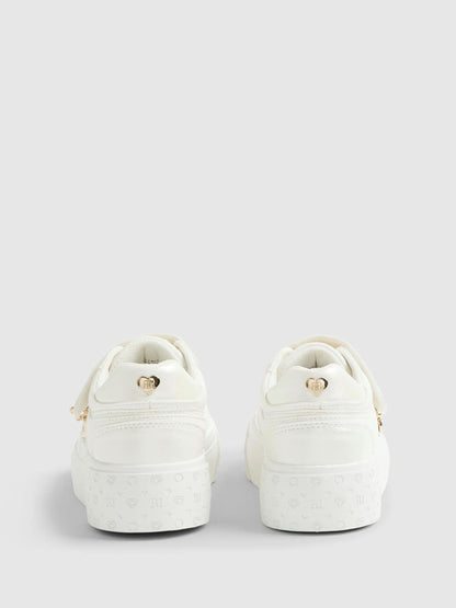 River Island White Iridescent Monogram Charm Trainers image 4