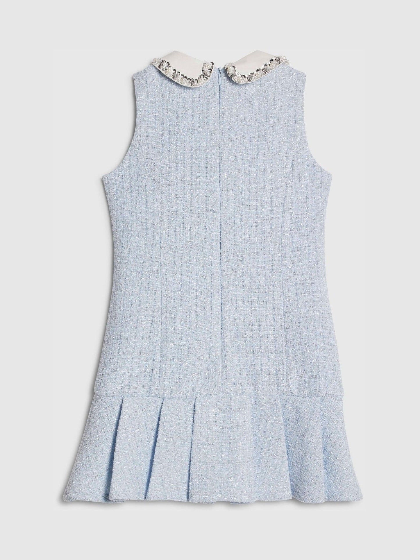River Island Blue Embroidered Collared Boucle Dress image 2