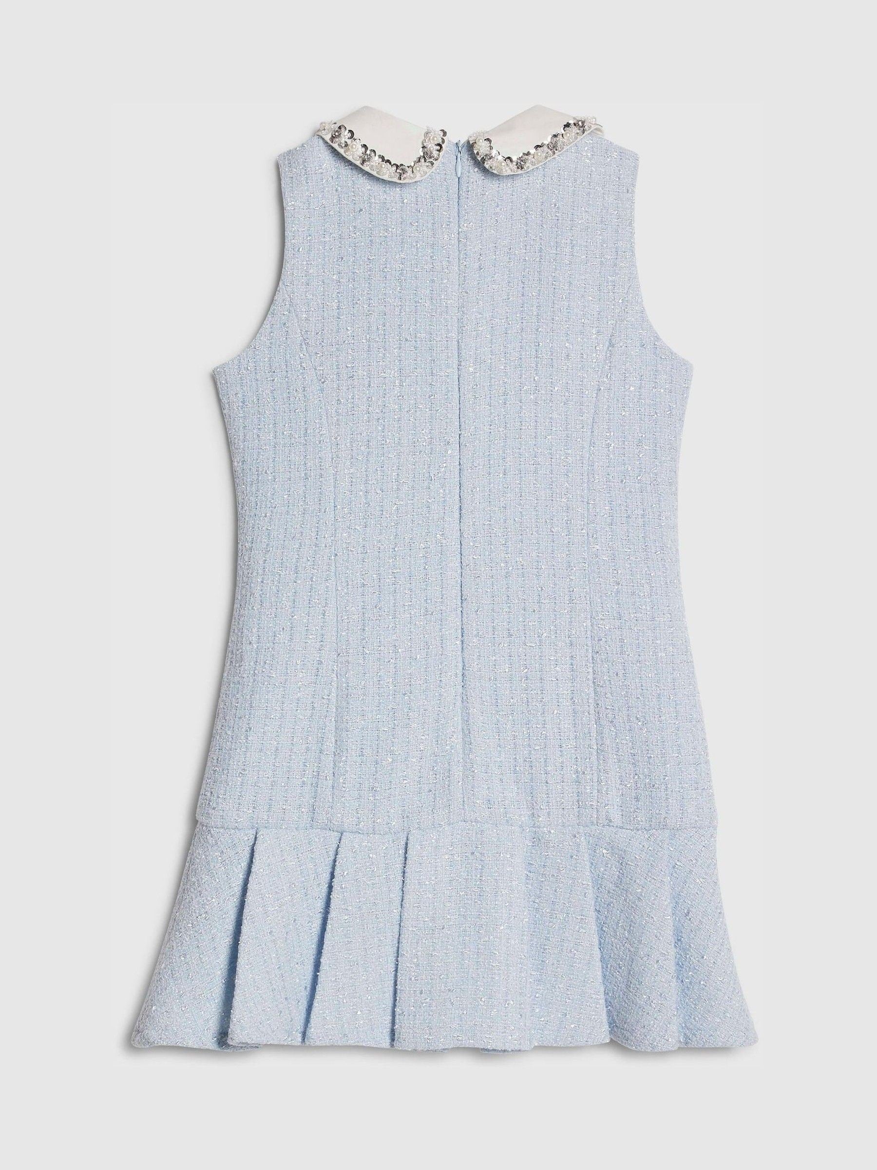 River Island Blue Embroidered Collared Boucle Dress image 2