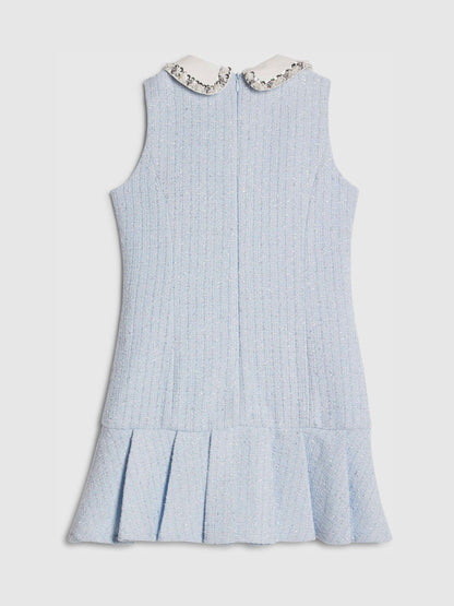 River Island Blue Embroidered Collared Boucle Dress image 2