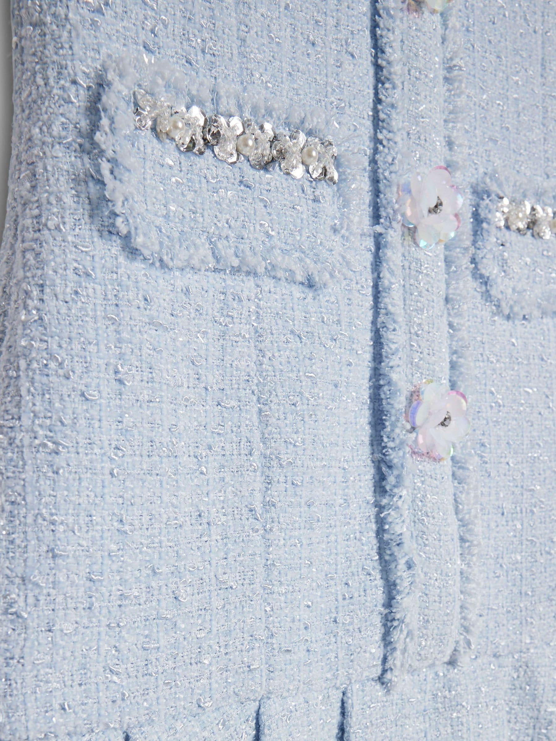 River Island Blue Embroidered Collared Boucle Dress image 4