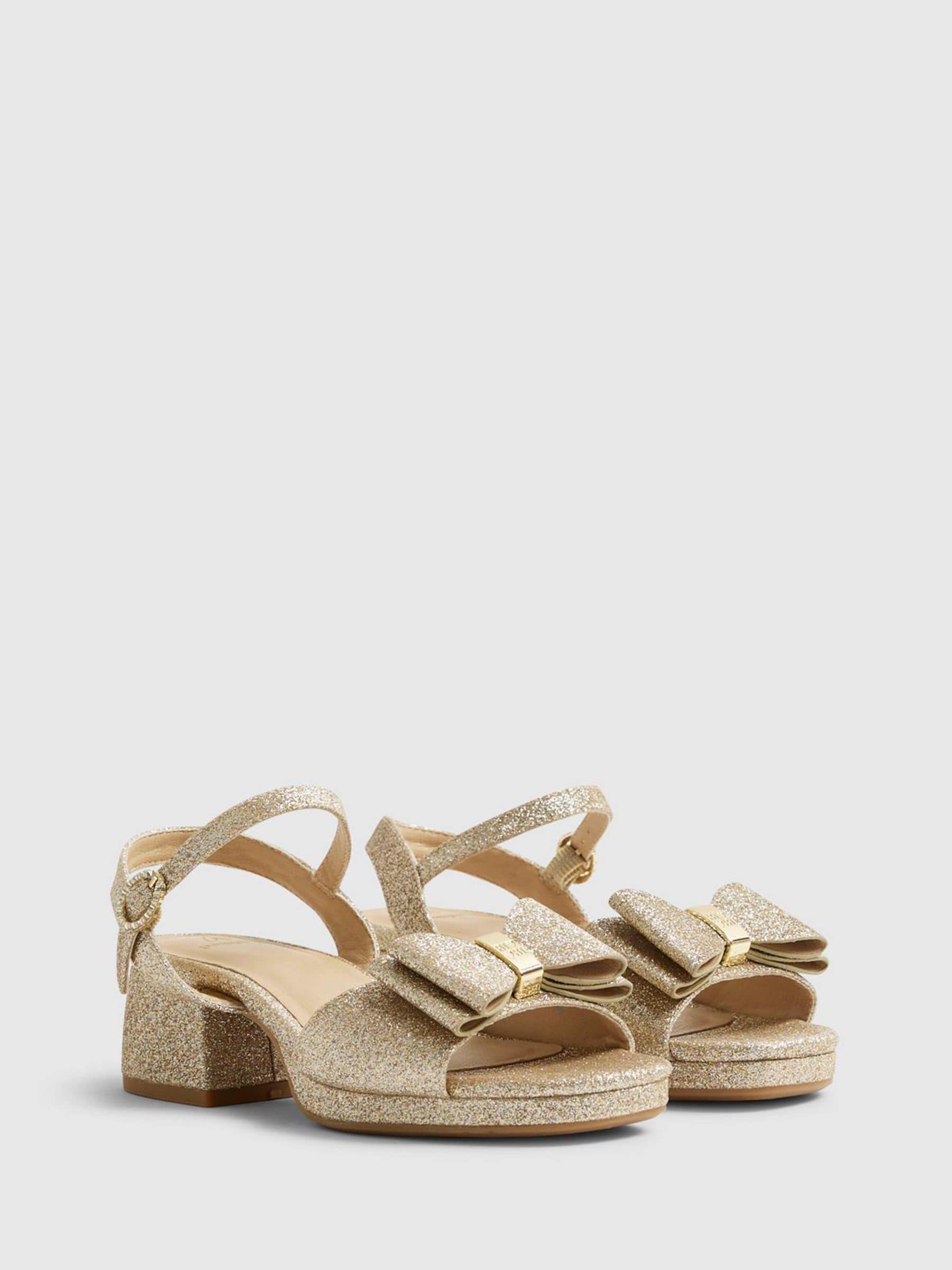 River Island Gold Bow Heeled Sandals image 2