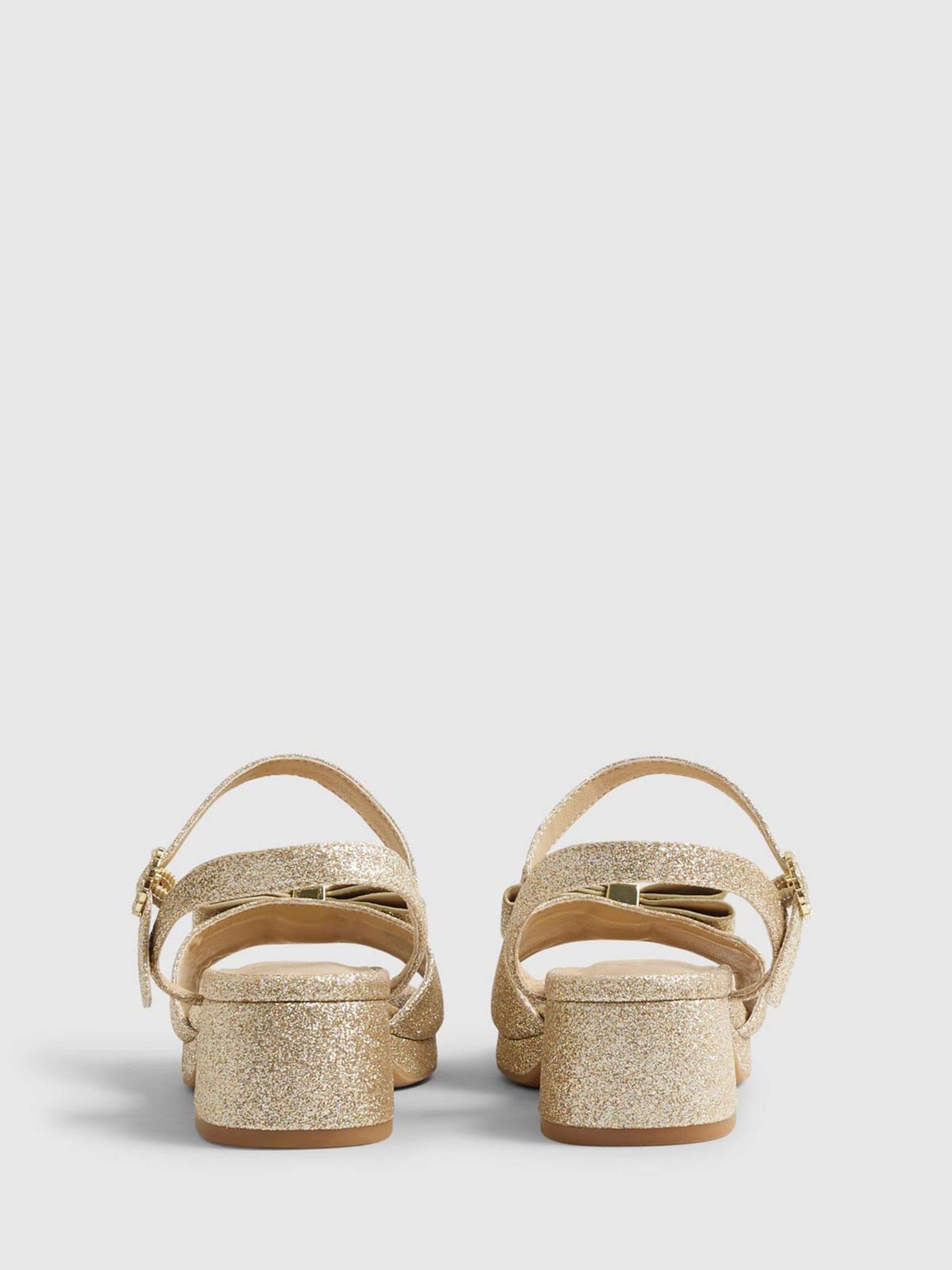 River Island Gold Bow Heeled Sandals image 3