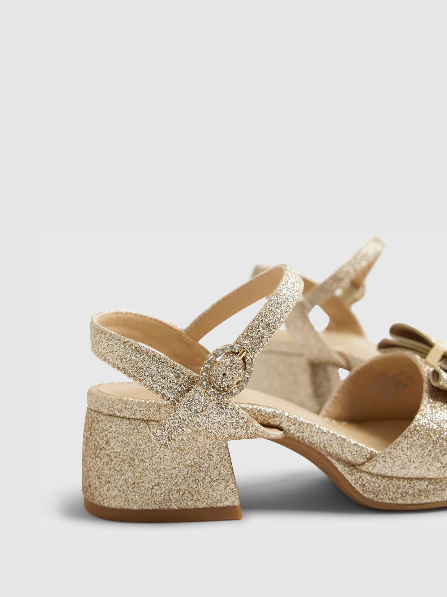 River Island Gold Bow Heeled Sandals image 4