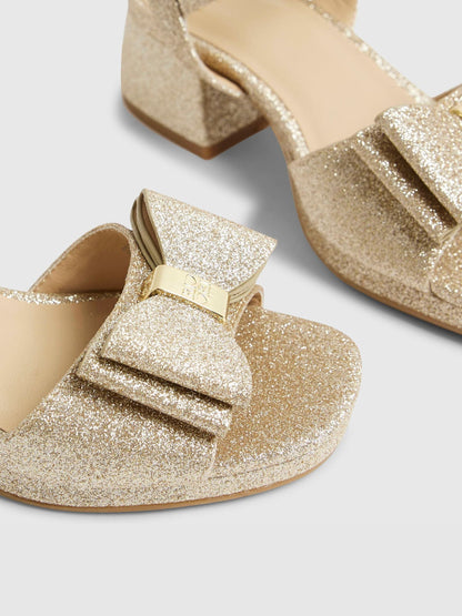 River Island Gold Bow Heeled Sandals image 5