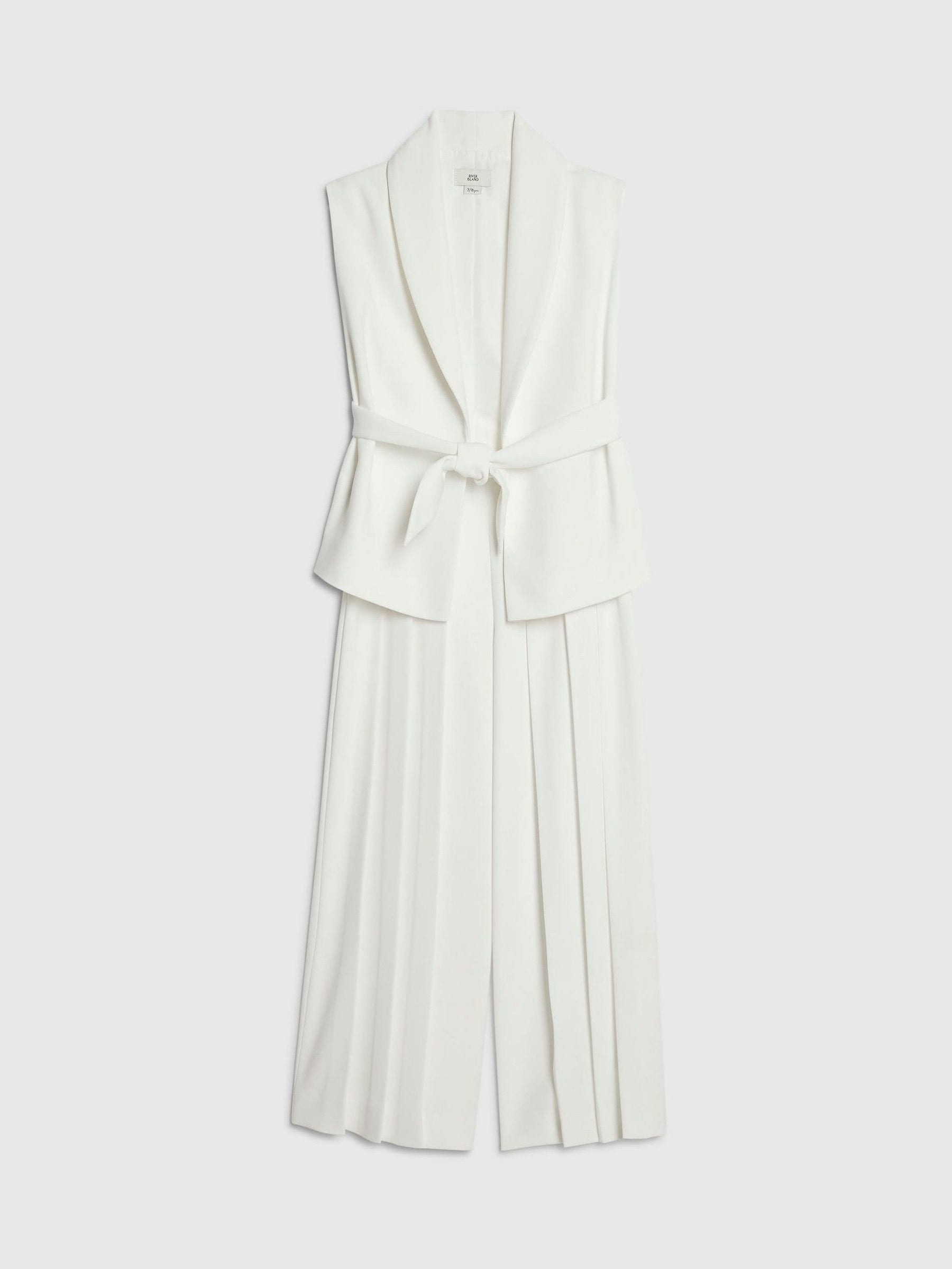 Dsiney Kidz - River Island White Sleeveless Blazer & Pleated Trousers Set image 2