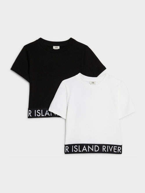 Dsiney Kidz - River Island Black Logo Waistband T-Shirts 2 Pack image 1
