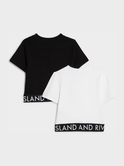 Dsiney Kidz - River Island Black Logo Waistband T-Shirts 2 Pack image 2