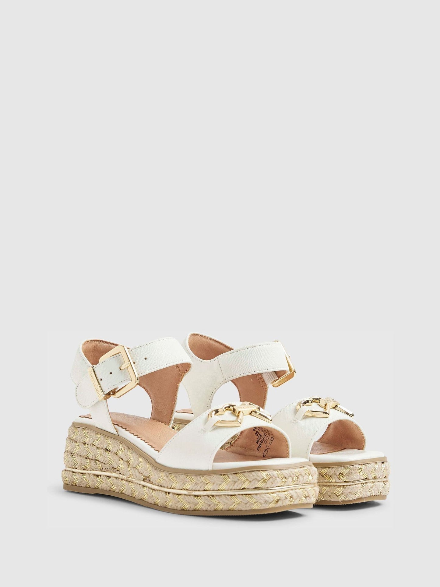 River Island White Heart Snaffle Buckle Wedge Sandal image 2