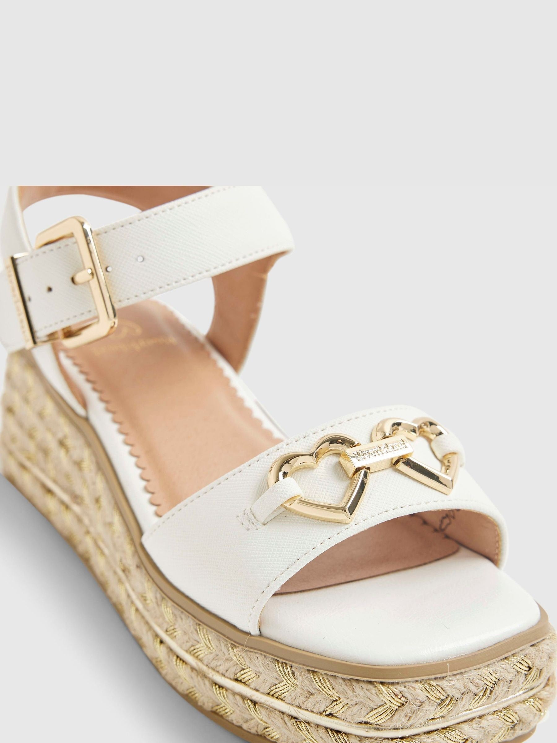 River Island White Heart Snaffle Buckle Wedge Sandal image 5