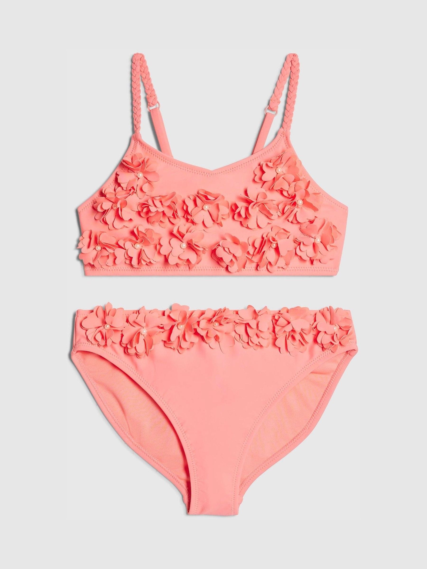 Dsiney Kidz - River Island Orange 3D Flower Bikini image 1