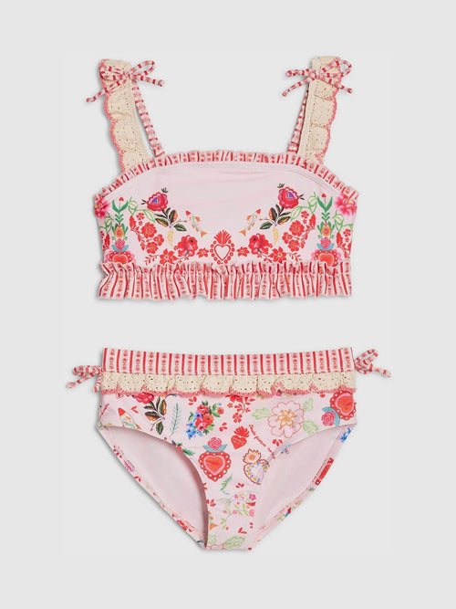 Dsiney Kidz - River Island Pink Mexicana Placement Frill Bikini image 1